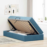 Letto con contenitore e materasso Blu Scuro 90 x 200 cm Velluto