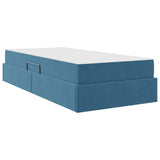 Letto con contenitore e materasso Blu Scuro 90 x 200 cm Velluto