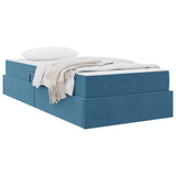 Letto con contenitore e materasso Blu Scuro 90 x 200 cm Velluto