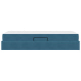 Letto con contenitore e materasso Blu Scuro 90 x 200 cm Velluto