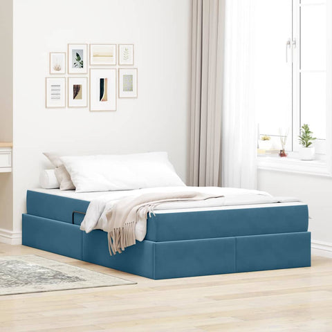 Letto con contenitore e materasso Blu Scuro 120 x 200 cm