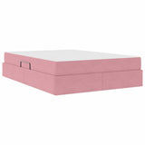 Letto con contenitore e materasso Rosa 140 x 190 cm Velluto