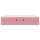 Letto con contenitore e materasso Rosa 140 x 190 cm Velluto