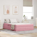 Letto con contenitore e materasso Rosa 140 x 200 cm Velluto