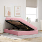 Letto con contenitore e materasso Rosa 140 x 200 cm Velluto