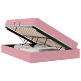 Letto con contenitore e materasso Rosa 140 x 200 cm Velluto