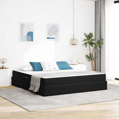 Letto con contenitore e materasso Nero 180 x 200 cm Velluto