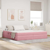 Letto con contenitore e materasso Rosa 200 x 200 cm Velluto