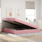 Letto con contenitore e materasso Rosa 200 x 200 cm Velluto