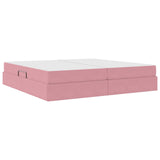 Letto con contenitore e materasso Rosa 200 x 200 cm Velluto
