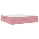 Letto con contenitore e materasso Rosa 200 x 200 cm Velluto