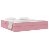 Letto con contenitore e materasso Rosa 200 x 200 cm Velluto