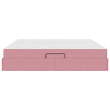 Letto con contenitore e materasso Rosa 200 x 200 cm Velluto
