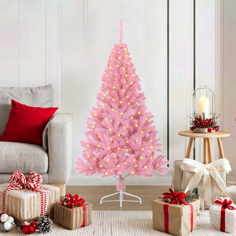 Albero di Natale artificiale con luci integrate Rosa 120 cm PVC