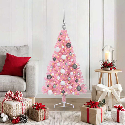 Albero di Natale artificiale con luci integrate Rosa 120 cm PVC