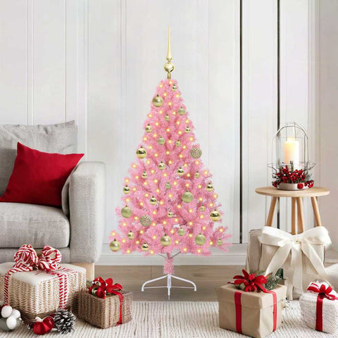 Albero di Natale artificiale con luci integrate Rosa 120 cm PVC