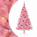 Albero di Natale artificiale con luci integrate Rosa 150 cm PVC