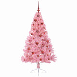 Albero di Natale artificiale con luci integrate Rosa 150 cm PVC