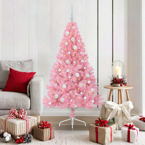Albero di Natale artificiale con luci integrate Rosa 150 cm PVC