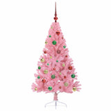 Albero di Natale artificiale con luci integrate Rosa 150 cm PVC