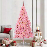 Albero di Natale artificiale con luci integrate Rosa 210 cm PVC