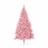 Albero di Natale artificiale con luci integrate Rosa 210 cm PVC
