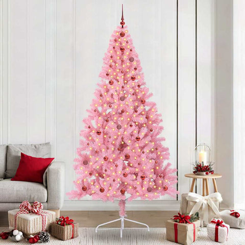 Albero di Natale artificiale con luci integrate Rosa 240 cm PVC