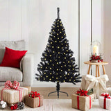 Albero di Natale artificiale con luci integrate Nero 120 cm PVC