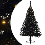 Albero di Natale artificiale con luci integrate Nero 120 cm PVC