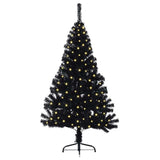 Albero di Natale artificiale con luci integrate Nero 120 cm PVC