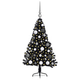 Albero di Natale artificiale con luci integrate Nero 120 cm PVC