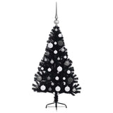 Albero di Natale artificiale con luci integrate Nero 120 cm PVC
