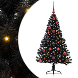Albero di Natale artificiale con luci integrate Nero 120 cm PVC
