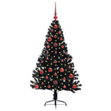 Albero di Natale artificiale con luci integrate Nero 120 cm PVC