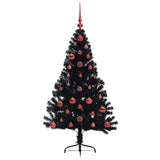 Albero di Natale artificiale con luci integrate Nero 120 cm PVC