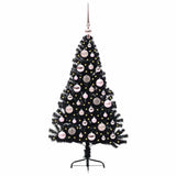 Albero di Natale artificiale con luci integrate Nero 120 cm PVC