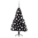 Albero di Natale artificiale con luci integrate Nero 120 cm PVC