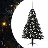 Albero di Natale artificiale con luci integrate Nero 120 cm PVC