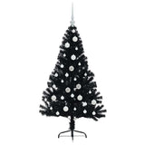 Albero di Natale artificiale con luci integrate Nero 120 cm PVC