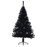Albero di Natale artificiale con luci integrate Nero 120 cm PVC