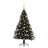 Albero di Natale artificiale con luci integrate Nero 120 cm PVC