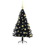 Albero di Natale artificiale con luci integrate Nero 120 cm PVC