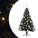 Albero di Natale artificiale con luci integrate Nero 120 cm PVC