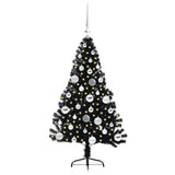 Albero di Natale artificiale con luci integrate Nero 120 cm PVC