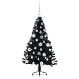 Albero di Natale artificiale con luci integrate Nero 120 cm PVC