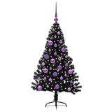 Albero di Natale artificiale con luci integrate Nero 120 cm PVC
