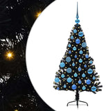 Albero di Natale artificiale con luci integrate Nero 120 cm PVC