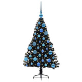 Albero di Natale artificiale con luci integrate Nero 120 cm PVC