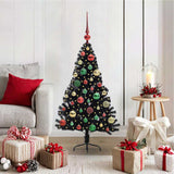 Albero di Natale artificiale con luci integrate Nero 120 cm PVC
