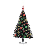 Albero di Natale artificiale con luci integrate Nero 120 cm PVC